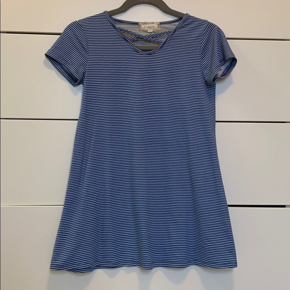 Blue & white striped dress